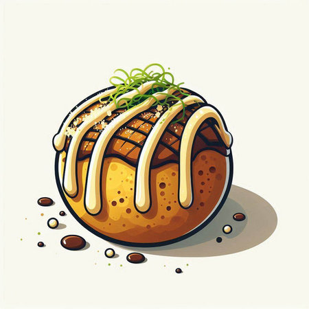 Baked bread with glaze, vector illustration, eps10のイラスト素材