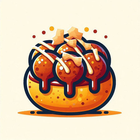 Coffee cake with caramel glaze. Vector illustration in cartoon style.のイラスト素材