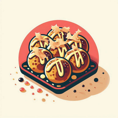 illustration of hot cross buns with sugar icing on a plateのイラスト素材
