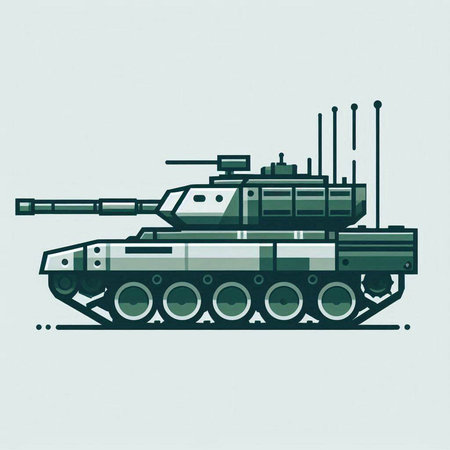 Vector illustration of a military tank in flat style on light background.のイラスト素材