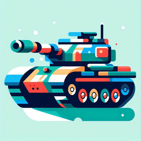 Retro tank. Vector illustration of a modern tank. Colorful tank.のイラスト素材