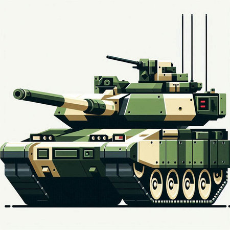 Vector illustration of a military tank in retro style on a white backgroundのイラスト素材