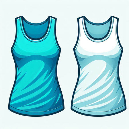 Blue tank top isolated on white background. Vector illustration in retro style.のイラスト素材
