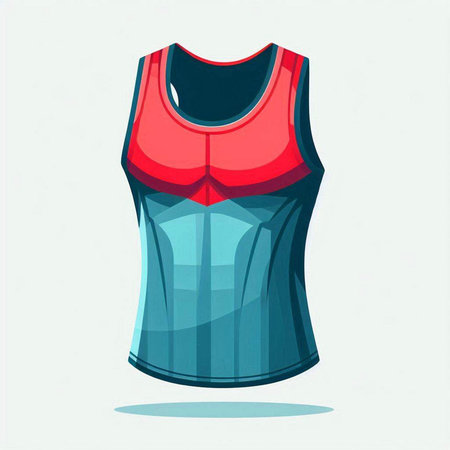 Vector illustration of a red and blue tank top isolated on white backgroundのイラスト素材
