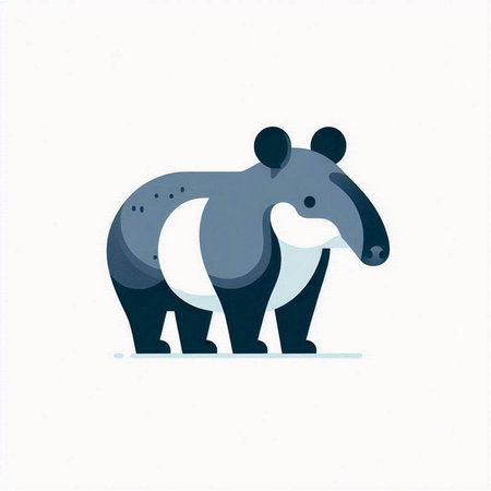 Silhouette of a tapir on a white background. Vector illustrationのイラスト素材