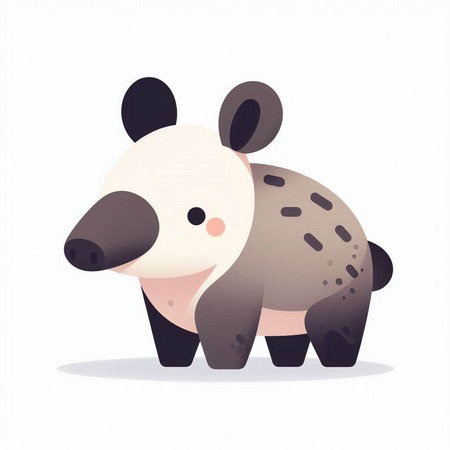 cartoon illustration of a cute cartoon tapir isolated on white backgroundのイラスト素材