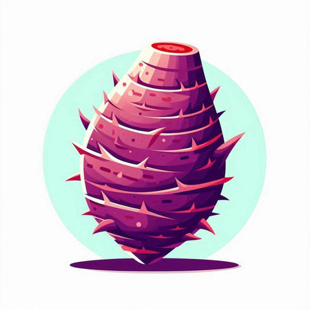 Dragon fruit on a white background. Vector illustration in cartoon style.のイラスト素材