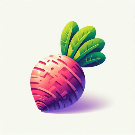 Vector illustration of a fresh beet with green leaves on a white backgroundのイラスト素材