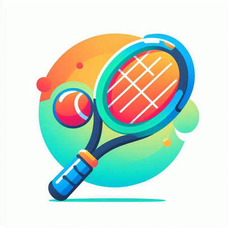 Tennis abstract background with tennis racket and ball. Vector illustration.のイラスト素材