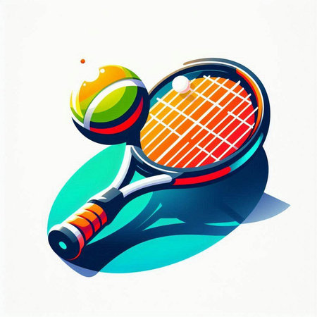 tennis racket and ball on a white background, vector illustration.のイラスト素材