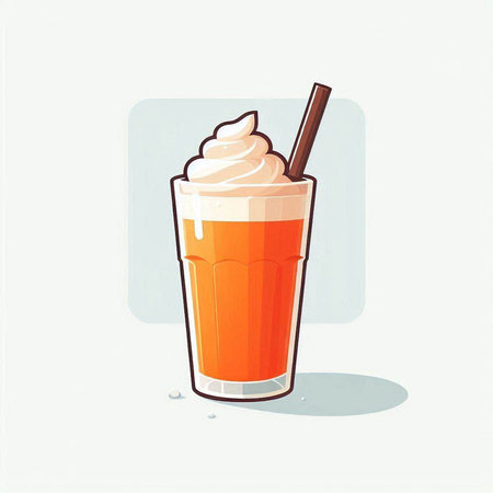 Vector illustration of a glass of iced tea with whipped cream.のイラスト素材