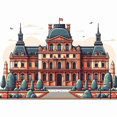 Bucharest city hall, Romania, Europe. Vector illustration.のイラスト素材