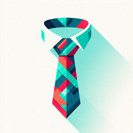 Necktie. Colorful illustration with long shadow. Flat style.のイラスト素材