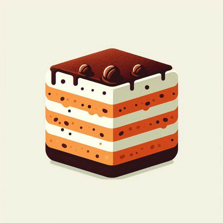 Cake with cream and chocolate on a white background. Vector illustrationのイラスト素材