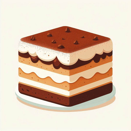 tiramisu cake isolated on a white background, vector illustrationのイラスト素材