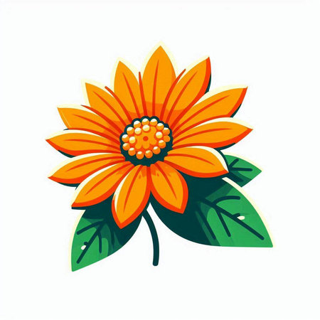 beautiful flower with leafs isolated icon vector illustration desing.のイラスト素材