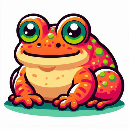Cute cartoon frog isolated on a white background. Vector illustration.のイラスト素材