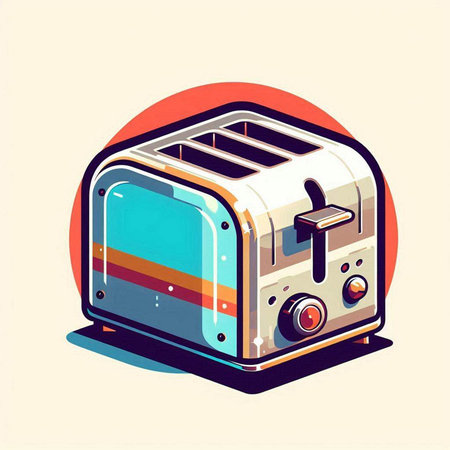 Illustration of a toaster in cartoon style. Vector illustration.のイラスト素材