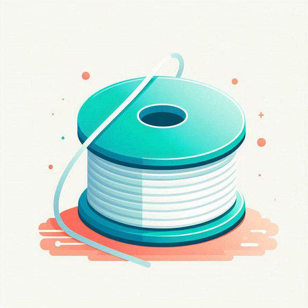 Illustration of a roll of spool of thread on a white background