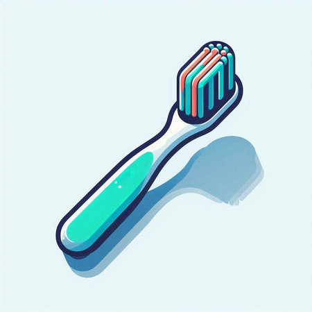 toothbrush with toothpaste in isometric style on blue backgroundのイラスト素材