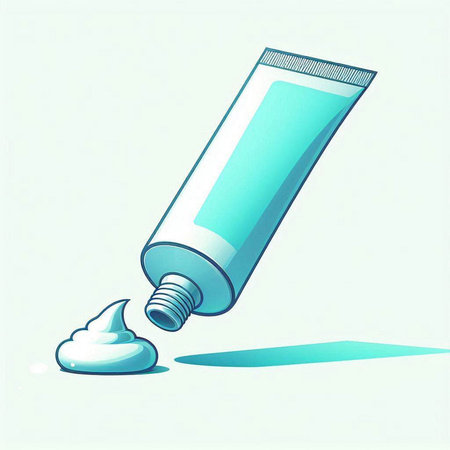Illustration of a cosmetic tube with cream on a white background.