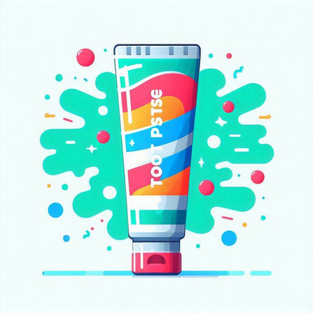 Vector illustration of a tube of cosmetic cream on a colorful background.のイラスト素材