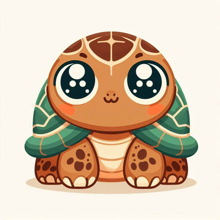 Cute cartoon turtle. Vector illustration of a cute baby turtle.のイラスト素材