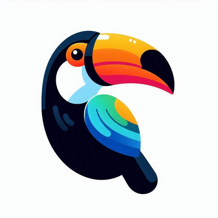 Colorful toucan isolated on a white background. Vector illustration.のイラスト素材