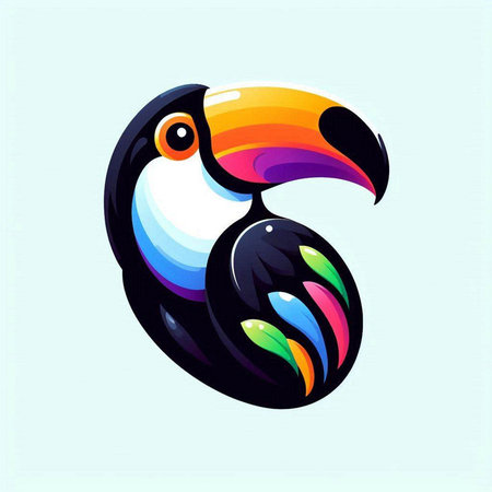 Toucan bird vector illustration. Colorful toucan bird icon.のイラスト素材