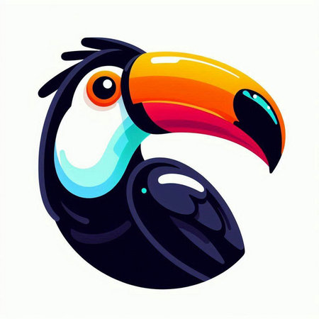 Toucan bird vector illustration isolated on white background. Cartoon toucan bird icon.のイラスト素材