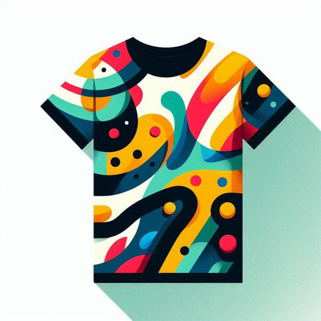 T-shirt design with colorful abstract pattern on white background. Vector illustration.のイラスト素材