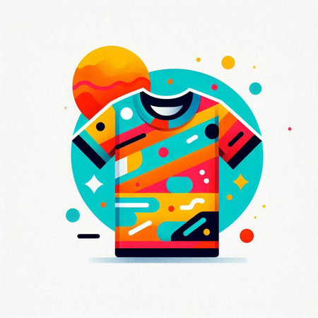T-shirt with colorful abstract background. Vector illustration for your designのイラスト素材