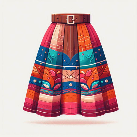 Vector illustration of a beautiful woman's skirt in ethnic style. Fashion illustration.のイラスト素材