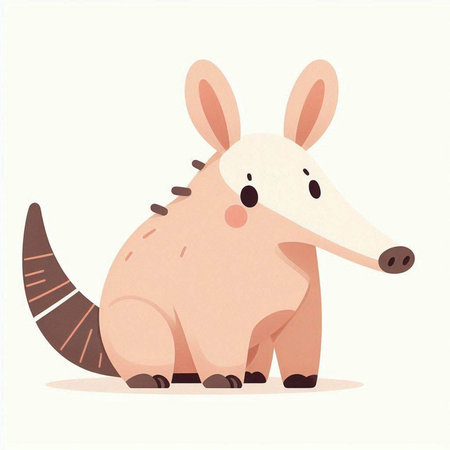 Cute hand drawn cartoon armadillo. Vector illustration isolated on white background.のイラスト素材