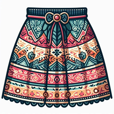 Colorful hand drawn sketch of women's skirt. Vector illustration.のイラスト素材