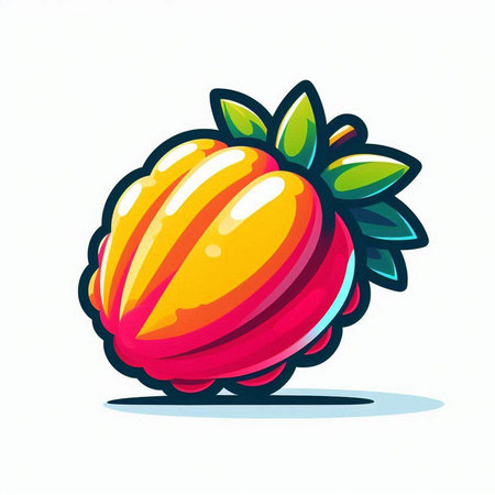 Cartoon strawberry. Vector illustration. Isolated on a white background.のイラスト素材