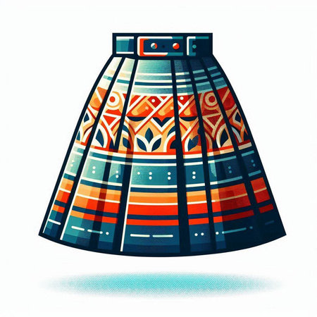 Illustration of women's skirt with a pattern on a white backgroundのイラスト素材