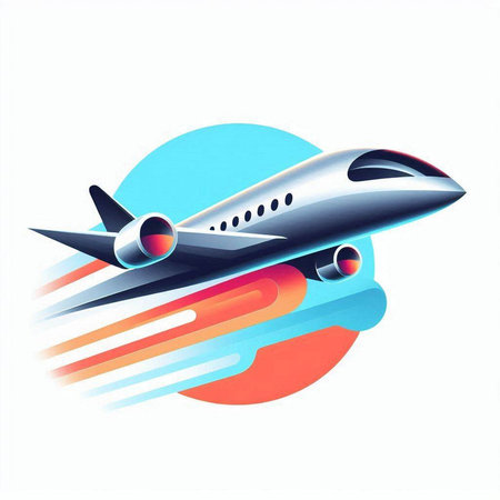 Airplane flying over colorful background. Vector illustration. Eps 10.のイラスト素材