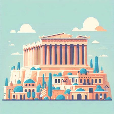 Athens, Greece - famous landmark. Vector illustration in flat styleのイラスト素材