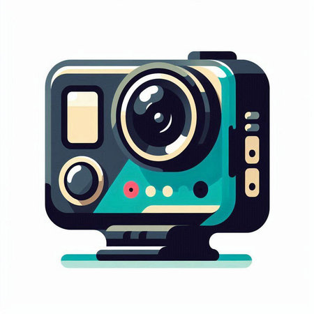 Retro camera isolated on white background. Vector illustration in flat style.のイラスト素材