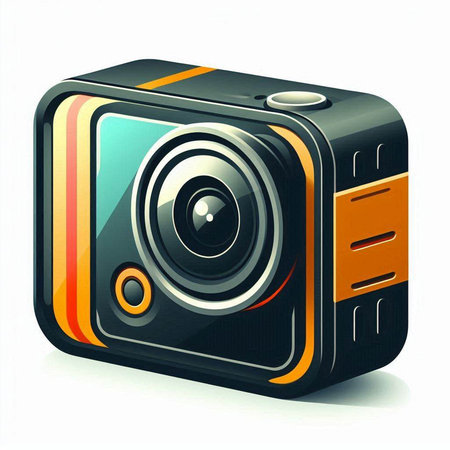 Illustration of a camera on a white background. Vector illustration.
