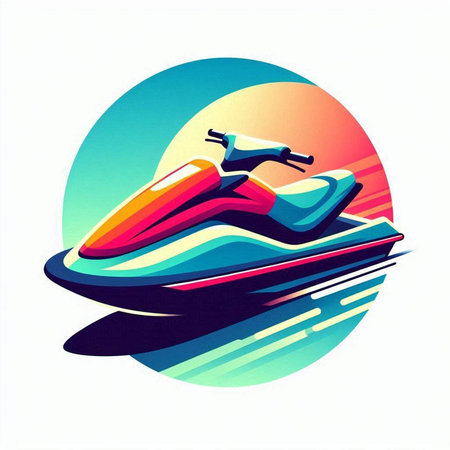 Jet Ski Icon on a white background. Vector illustration. Eps 10.のイラスト素材