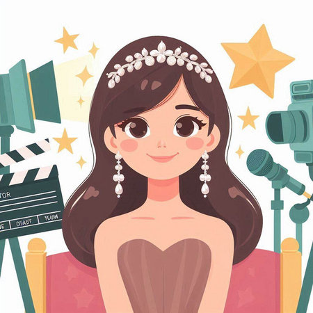 Cute cartoon girl in a wedding dress. Vector illustration in flat style.のイラスト素材