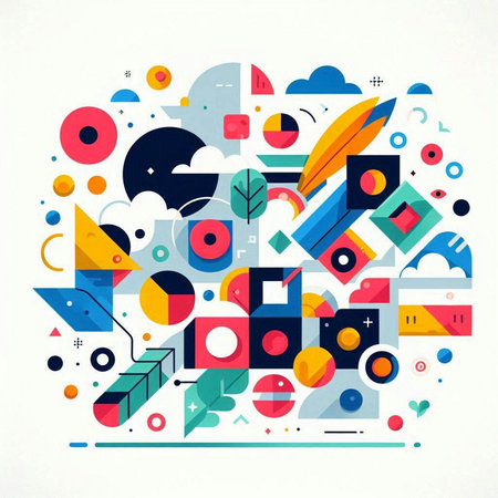 Abstract colorful background with geometric elements. Vector illustration. Eps 10.のイラスト素材