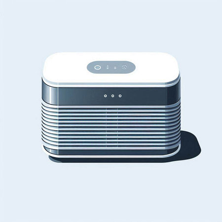 Air conditioner isolated on a light blue background. 3d rendering