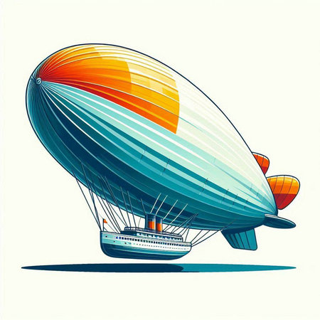 Colorful airship isolated on a white background. Vector illustration.のイラスト素材