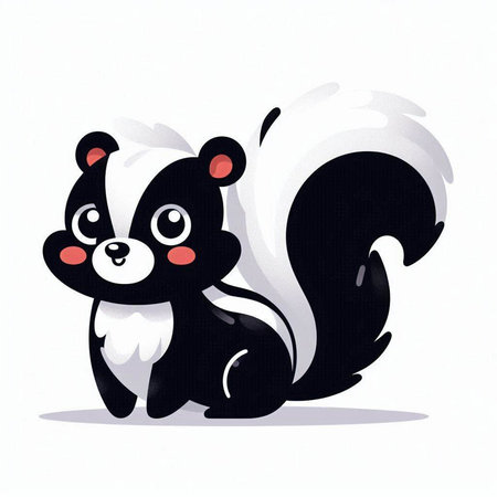 Cute cartoon skunk on a white background. Vector illustration.のイラスト素材