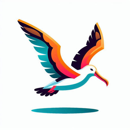 Flying seagull isolated on a white background. Vector illustration.のイラスト素材