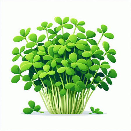 Vector illustration of fresh green microgreens isolated on white background.のイラスト素材