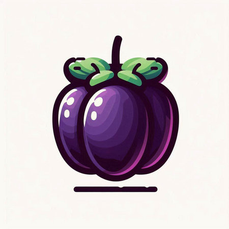 Purple mangosteen fruit on white background. Vector illustration.のイラスト素材